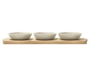Bambusbakke med 3 skåle Shoku 32x10 cm Soft Beige